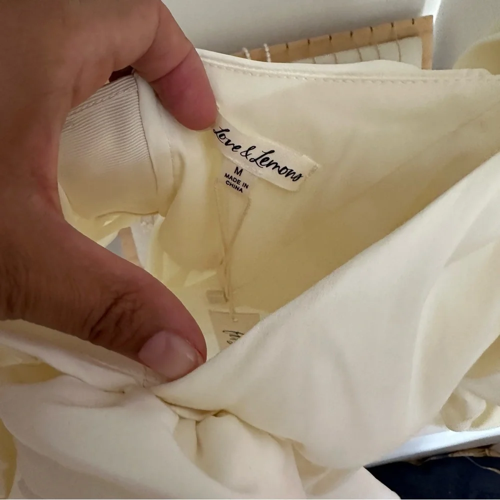 NEW For Love & Lemons Judith Crop Blouse Cream Rosette - Picture 4 of 5